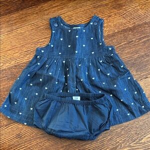 GAP Denim Dress with Heart Pattern and Bloomers